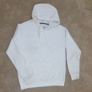 White Sweatshirt with Attached Hood and Relaxed Fit